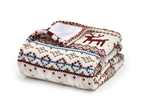 EDDIE BAUER SMART HEATED ELECTRIC THROW BLANKET WI-FI ENABLED FAIR ISLE SILVER - Like New