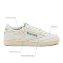 71733 Reebok Club C 85 Vintage Tennis Sneakers, Chalk/Alabaster/Glen Green, 6 - Like New
