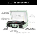 VICTROLA VINTAGE 3-SPEED BLUETOOTH PORTABLE SUITCASE - LIGHT GRAY/LINEN - Like New