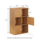 FURINNO PASIR 3-TIER SHELF WITH 3 DOOR/ROUND HANDLE LIGHT CHERRY - LIGHT CHERRY - Like New