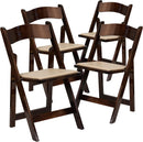 GENERIC 4 PACK WOOD FOLDING CHAIR WITH DETACHABLE VINYL PADDED SEAT - FRUITWOOD - Like New