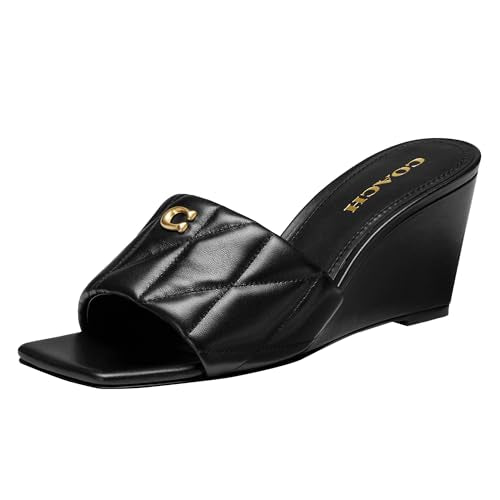 CP910 COACH WOMEN'S EMMA WEDGE SANDAL SIZE 8 (AU/UK W6) (EU W38.5) - BLACK - Like New