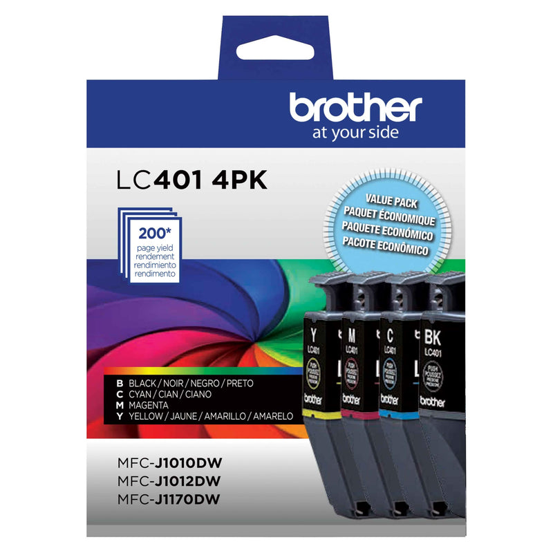 BROTHER GENUINE LC4014PKS STANDARD YIELD 4-PACK INK CARTRIDGES - LOT-LC401-NEW - Brand New