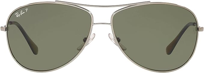 Ray-Ban RB3293 Metal Aviator 63mm Polarized Sunglasses Gunmetal/Polarized Green - Like New