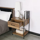 MAPLELIFE Nightstand Simple Side Table, Teak Color Nightstand Knock Down - Brand New