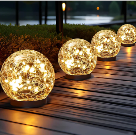 HAKOL SOLAR GLOBE LIGHTS OUTDOOR WATERPROOF - 4 PACK - WARM YELLOW - Like New