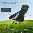 JITOOW CAMPING CHAIRS PORTABLE CAMPING CHAIR WITH HEADREST STORAGE BAG - BLACK - Like New