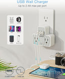 TESSAN Double Outlet Plug Splitter with 3 USB TS-169-US - WHITE Like New