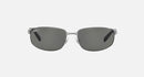 RAY-BAN POLISHED GUNMETAL FRAME, CRYSTAL GREEN POLARIZED LENSES, 61-16-130 3P - Like New