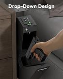 MOVGUL GUN SAFE, BIOMETRIC DROP DOWN BEDSIDE GUN SAFE PISTOL SAFE - BLACK - Like New