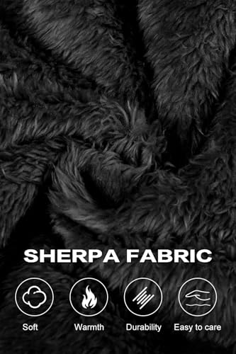 GINGTTO MENS SHERPA HOODIE SWEATER - SIZE: MEN XL - BLACK - Brand New