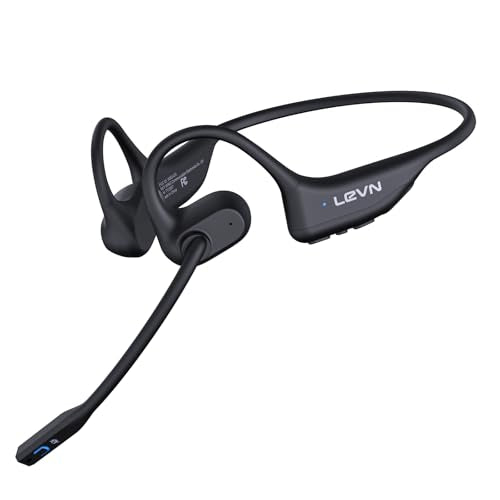 LEVN OPEN EAR HEADPHONES WITH MIC 29G BLUETOOTH HEADSET WITH MICROPHONE - BLACK - Like New