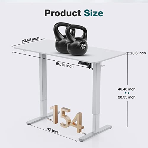 SWEETCRISPY ELECTRIC STANDING DESK 55 X 24IN ADJUSTABLE HEIGHT - WHITE - Like New