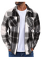 COOFANDY CASUAL FLANNEL PLAID SHIRT JACKET - SIZE: MEN M - GRAY - Brand New