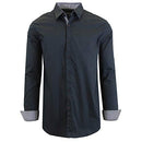 HQ Galaxy By Harvic Mens Long Sleeve Solid Slim Fit Dress Black L - Brand New