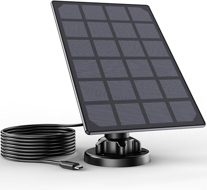 VISION WELL 3W Solar Panel 10ft Charging Cable Wireless Security Camera - Black Like New