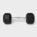 ALL IN MOTION HEX DUMBBELL 10LBS - RUBBER FILL CHROME MATERIAL, - Scratch & Dent