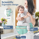 SAFOTAD BABY CARRIER WITH HIP SEAT, ERGONOMIC M POSITION 6IN1 BABY - GREEN - Like New