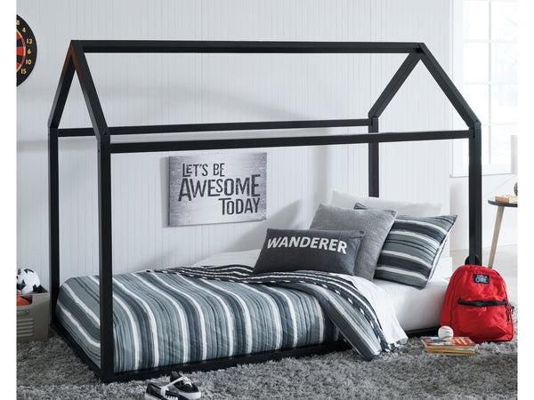 FLANNIBROOK TWIN HOUSE BED FRAME - BLACK - Like New