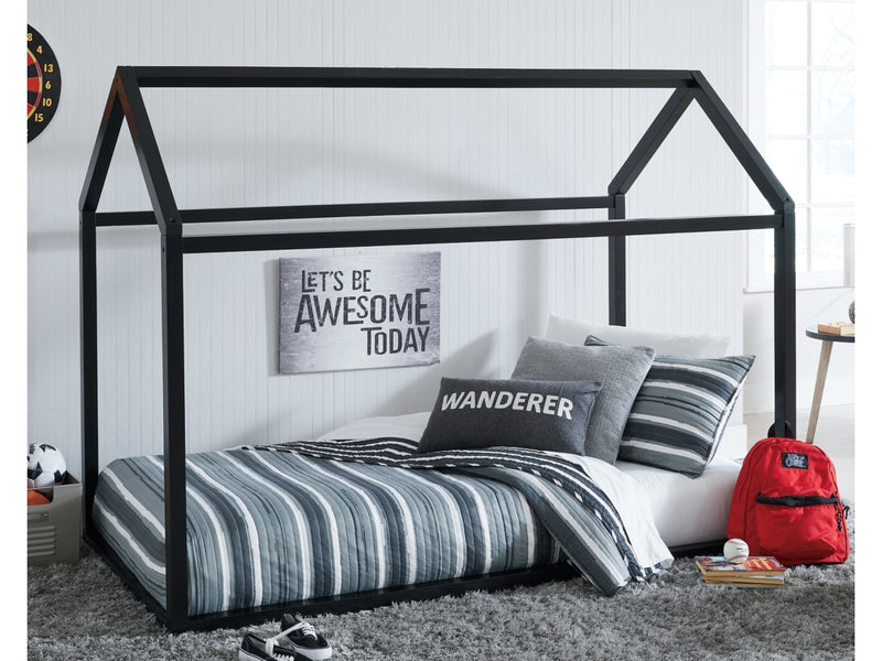 FLANNIBROOK TWIN HOUSE BED FRAME - BLACK - Like New
