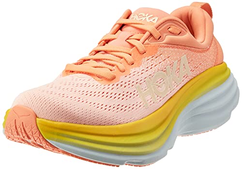 1127952 HOKA ONE ONE WOMEN'S BONDI 8 SHELL CORAL/PEACH PARFAIT SIZE 8 Like New