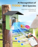 OPOWO Bird Feeder Camera2K HD AI Identify Smart Bird House Solar Powered - Green - Like New