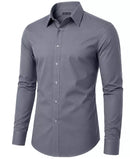 JAMES TAILOR MEN SLIM FIT LONG SLEEVE STRETCH DRESS SHIRT - SIZE: MEN 2XL - GRAY - Brand New