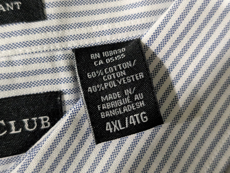 ULTRACLUB 8972 CLASSIC WRINKLE-RESISTANT SHORT-SLEEVE OXFORD 4XL - WHITE/BLUE - Brand New