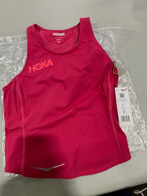 HOKA ONE ONE HOKA PINK XS FITTED TANK - SIZE: WOMEN XS - PINK - Brand New