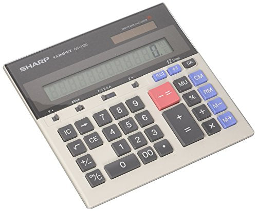 SHARP QS-2130 12-DIGIT COMMERCIAL DESKTOP CALCULATOR WITH KICKSTAND - GREY/BLACK - Like New