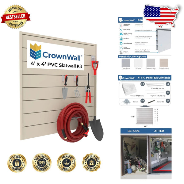 SLATWALL CUSTOMIZABLE SLATWALL STORAGE PANELS - 4FT X 4FT - BEIGE - Like New