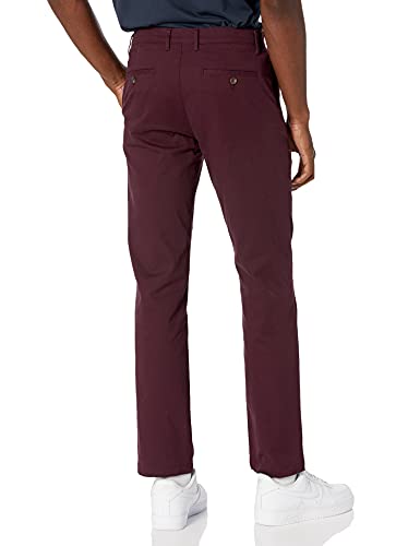 AMAZON ESSENTIALS MENS STRAIGHT-FIT CASUAL STRETCH CHINO PANT - BURGUNDY 28X28 - Brand New