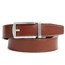 CARLO FELLINI GENUINE LEATHER RATCHET BELT - COGNAC BELT / SILVER BUCKLE - Brand New