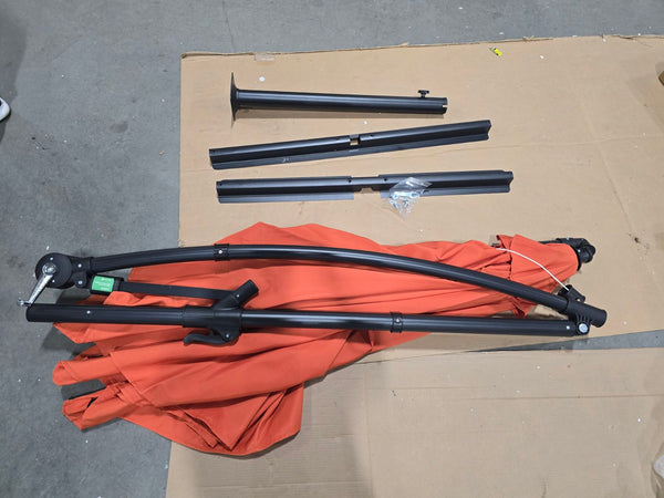 FRUITEAM 10FT PATIO OFFSET UMBRELLAS HANGING GARDEN UMBRELLAS LARGE - ORANGE - Like New