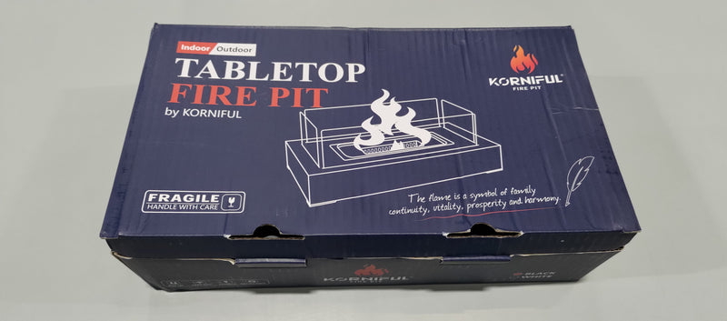 KORNIFUL TABLETOP FIRE PIT OUTDOOR INDOOR PORTABLE TABLE TOP FIREPIT - BLACK - Brand New