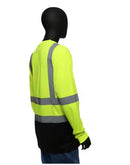 MAXIMUM SAFETY MEN'S ANSI CLASS 3 LONG-SLEEVE SAFETY SHIRT, XL, BLACK/YELLOW - Like New