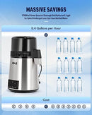CO-Z 1.1 GALLON WATER DISTILLER, 1750W COUNTERTOP, DUAL TEMPERATURE - STAINLESS - Like New