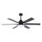 PARROT UNCLE 60" INDUSTRIAL DC MOTOR DOWNROD MOUNT CEILING FAN LIGHTING - BLACK - Like New