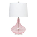 ELEGANT DESIGNS 24" MODERN REFINED RIPPLED GLASS TABLE LAMP - PINK - Like New