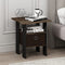 FURINNO ANDREY END TABLE SIDE NIGHT STAND BEDSIDE WITH BIN DRAWER - WALNUT/BROWN - Brand New