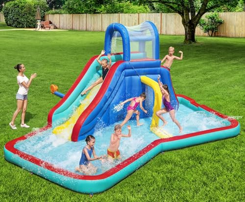 BESTWAY H2OGO! WATERFALL WAVES MEGA WATER PARK UP TO 6 CHILDREN - RED - Like New