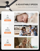 VONLUCE Ceiling Fan Lights 52" Fan Remote 6 Speed DC Motor CFN-1312 - BLACK - Like New