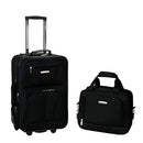 Rockland Fashion Softside Upright Luggage Set Expandable 20" F102 - BLACK - Like New