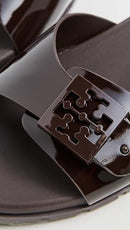 157872-200 TORY BURCH WOMEN'S BUCKLE SLIDES/WOMEN'S MEDIUM SIZE 8 DARK COCOA - Like New