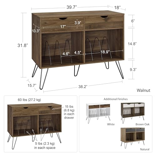 AMERIWOOD NOVOGRATZ CONCORD TURNTABLE STAND WITH DRAWERS - WALNUT - Like New