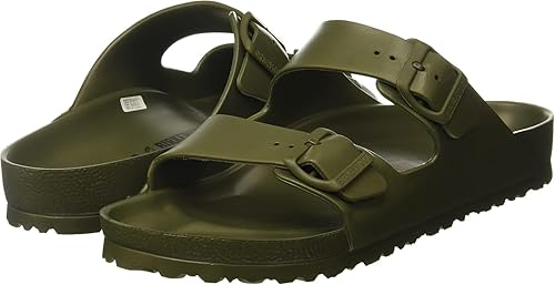 BIRKENSTOCK UNISEX ARIZONA ESSENTIALS SLIDE-ON SANDAL - MEN 9 WOMEN 11 - KHAKI - Like New