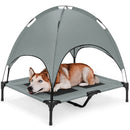 BEST CHOICE PRODUCTS 36IN RAISED COOLING PET DOG BED W/ CANOPY TRAVEL BAG - GRAY - Like New