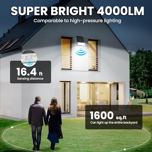 AUDERWIN SOLAR FLOOD LIGHTS OUTDOOR 4000LM, (6500K) 2 PACK - COOL WHITE - Like New