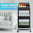 Homchwell 3 Tier Metal Utility Rolling Cart with Lockable Wheels, Multifunction - Like New