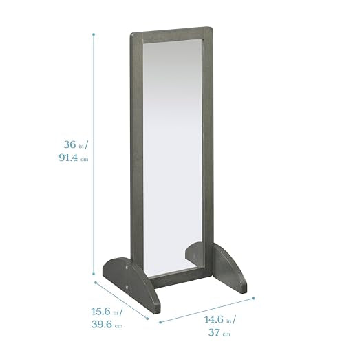ECR4Kids Toddler Single-Sided Bi-Directional Mirror, Kids Furniture, Grey Wash - Like New